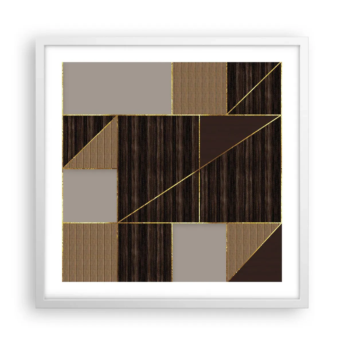 Poster in einem weißen Rahmen - Ein Mosaik aus Braun und Gold - 50x50 cm
