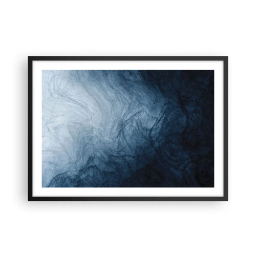 Poster in einem schwarzem Rahmen - Eine abstrakte Komposition in Blau- und Marineblautönen. - 70x50cm - Greifen Sie tief - Moderne Wanddekoration für Wohnzimmer und Schlafzimmer ARTTOR