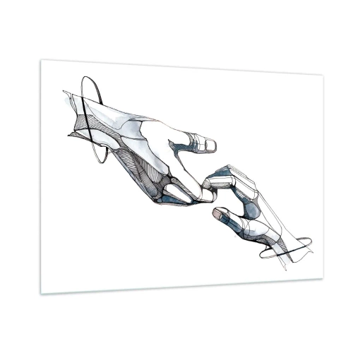 Glasbild - Bild auf glas - Künstlerische Darstellung zweier Hände im abstrakten Stil - 100x70cm - Eine gute Geste - Moderne Wanddekoration für Wohnzimmer und Schlafzimmer ARTTOR