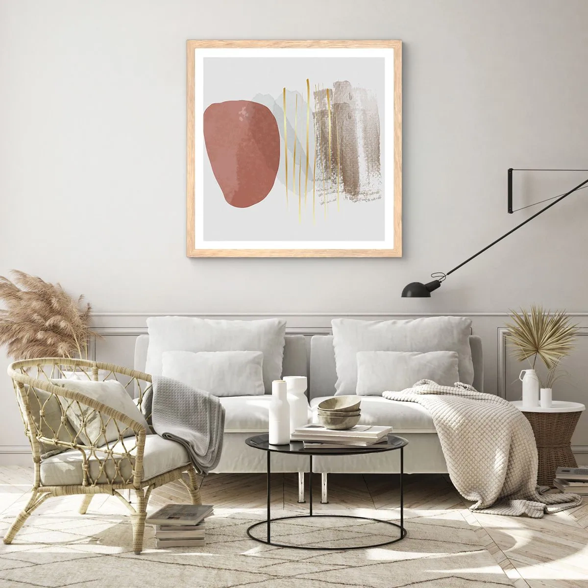 Poster in einem Rahmen aus heller Eiche - Abstrakte Kolonnade - 50x50 cm