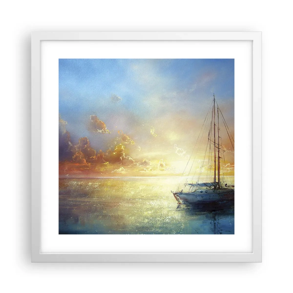 Poster in einem weißen Rahmen - In einer goldenen Bucht - 40x40 cm