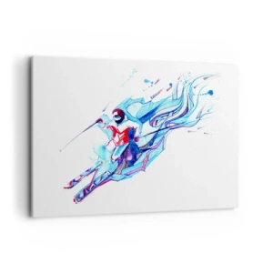 Bild auf Leinwand - Leinwandbild - Abstrakter Reiter in dynamischen Farben - 100x70cm - Verrückter Ansturm vor Freude - Moderne Wanddekoration für Wohnzimmer und Schlafzimmer ARTTOR