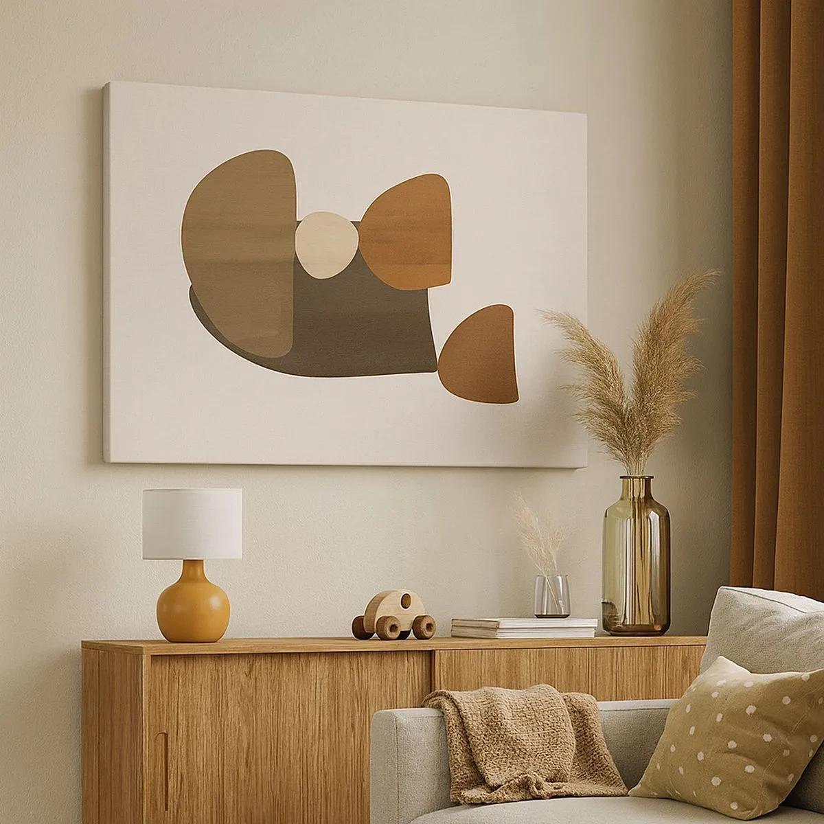 Bild auf Leinwand - Leinwandbild - Abstrakte Komposition in Braun- und Beigetönen - 70x50cm - Komposition in Bronze - Moderne Wanddekoration für Wohnzimmer und Schlafzimmer ARTTOR