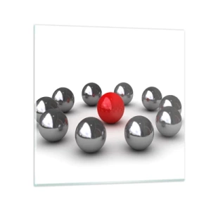 Glasbild - Bild auf glas - Ein Kreis in Silber und Rot - 70x70 cm