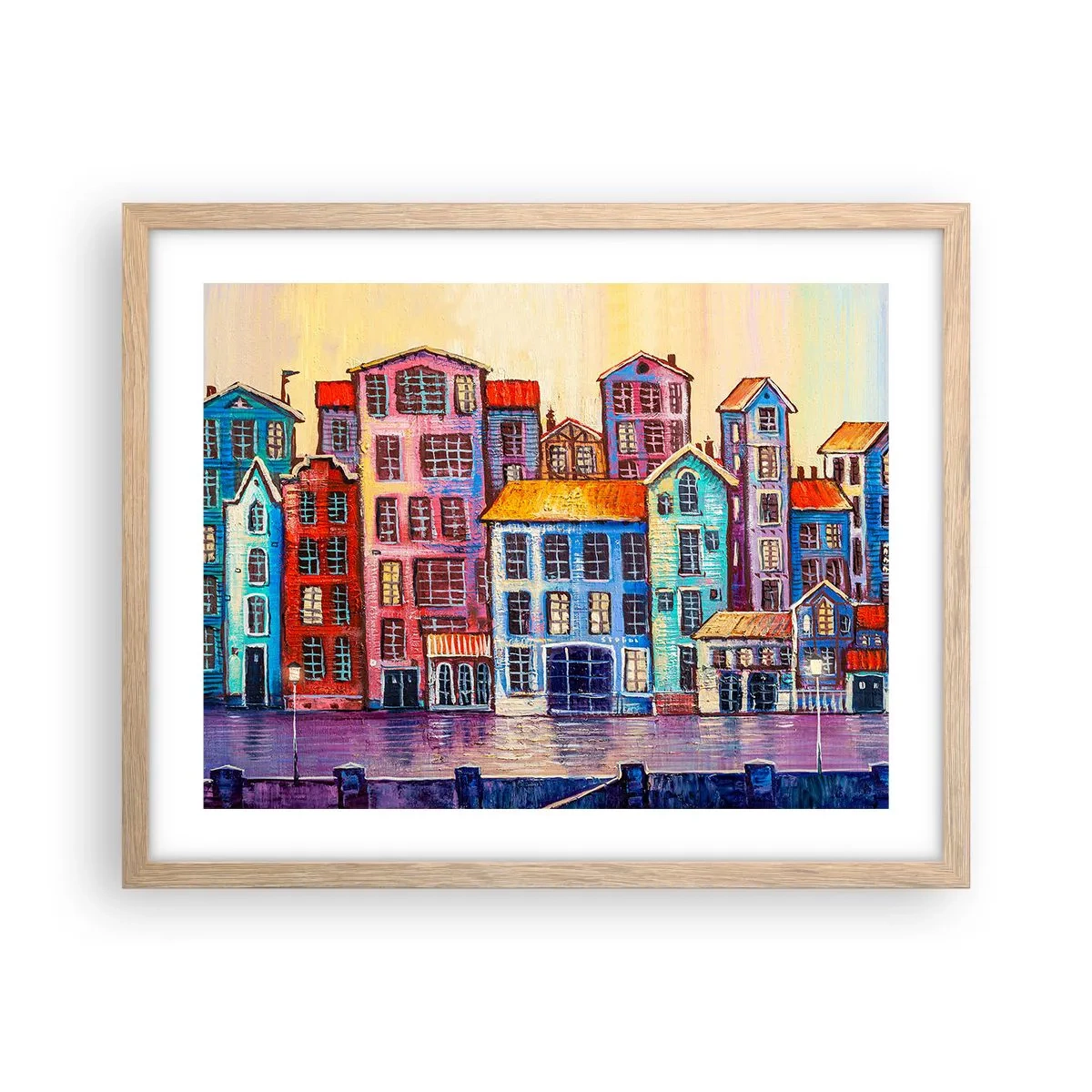 Poster in einem Rahmen aus heller Eiche - Stadt wie aus einem Märchen - 50x40 cm