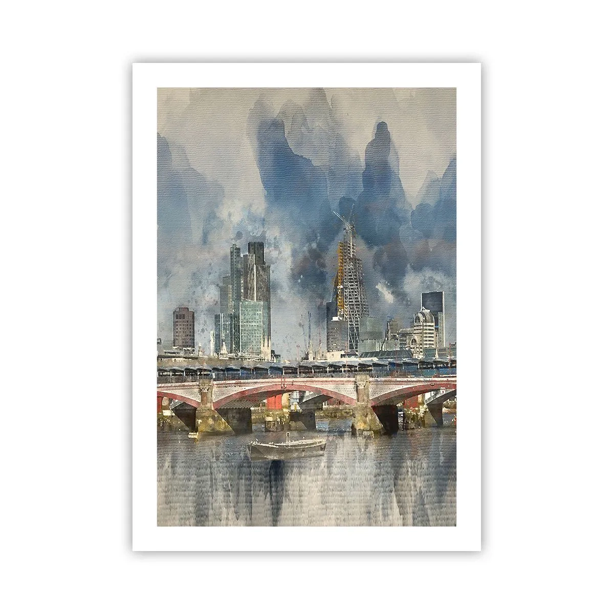 Poster - Stadtlandschaft mit einer Brücke und Wolkenkratzern im Hintergrund - 50x70cm - London in seiner ganzen Pracht - Moderne Wanddekoration für Wohnzimmer und Schlafzimmer ARTTOR