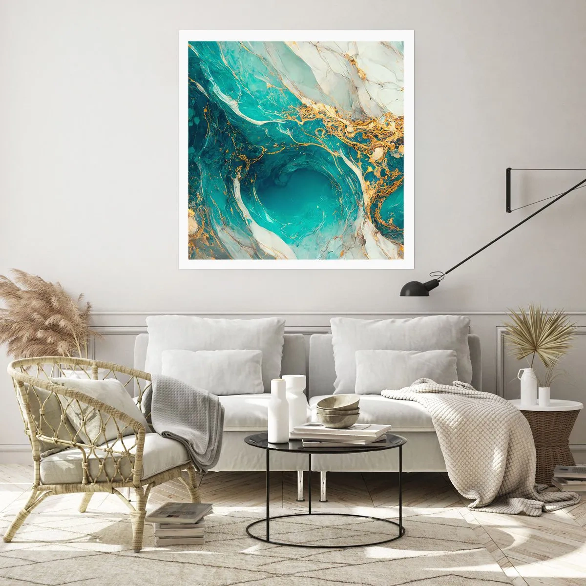 Poster - Komposition mit Goldadern - 60x60 cm