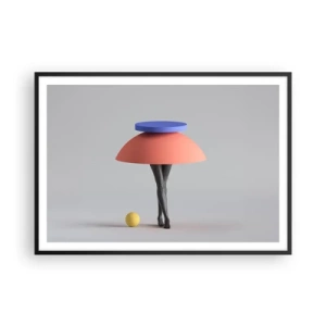 Poster in einem schwarzem Rahmen - Abstrakte geometrische Komposition mit Beinen und einem Ball - 100x70cm - Surrealistische Komposition - Moderne Wanddekoration für Wohnzimmer und Schlafzimmer ARTTOR