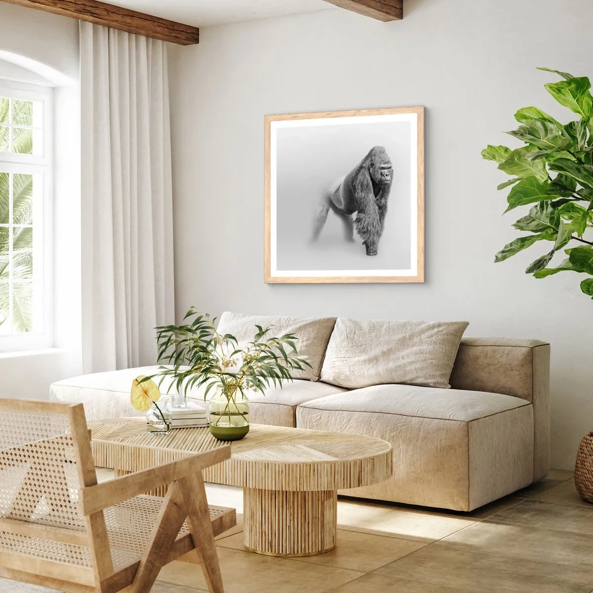 Poster in einem Rahmen aus heller Eiche - Zuversichtlich in seiner Stärke - 60x60 cm