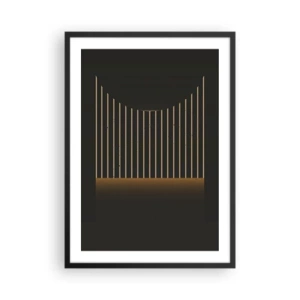 Poster in einem schwarzem Rahmen - Geometrische Komposition aus vertikalen Linien im Dunkeln - 50x70cm - Die Dunkelheit erkunden - Moderne Wanddekoration für Wohnzimmer und Schlafzimmer ARTTOR