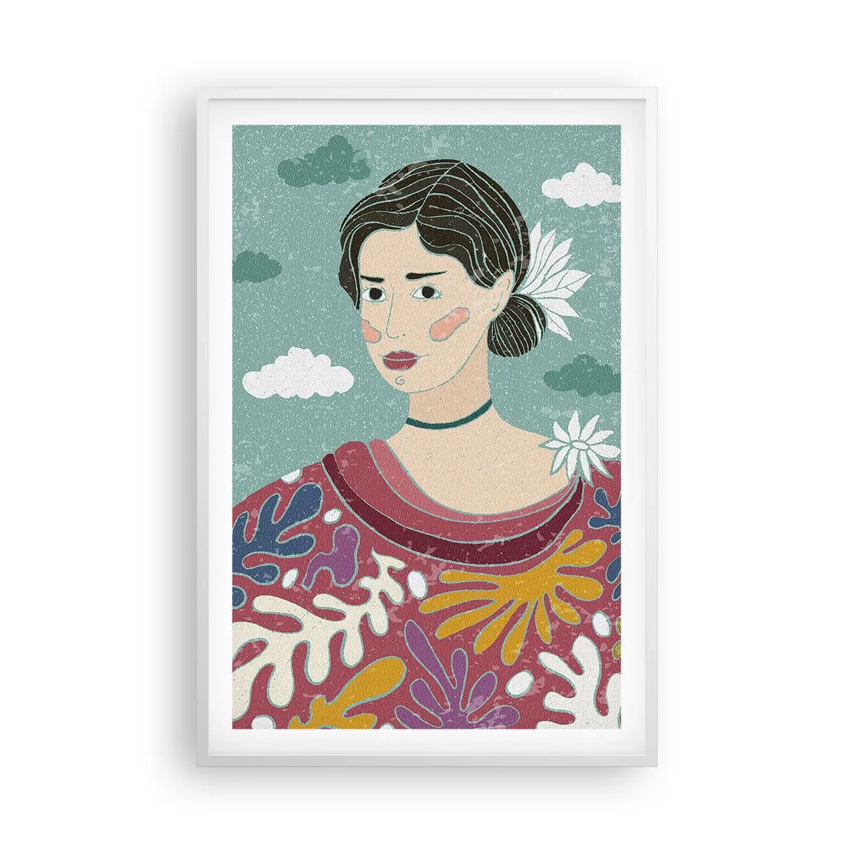 Poster in einem weißen Rahmen - Mit Melancholie im Blick - 61x91 cm