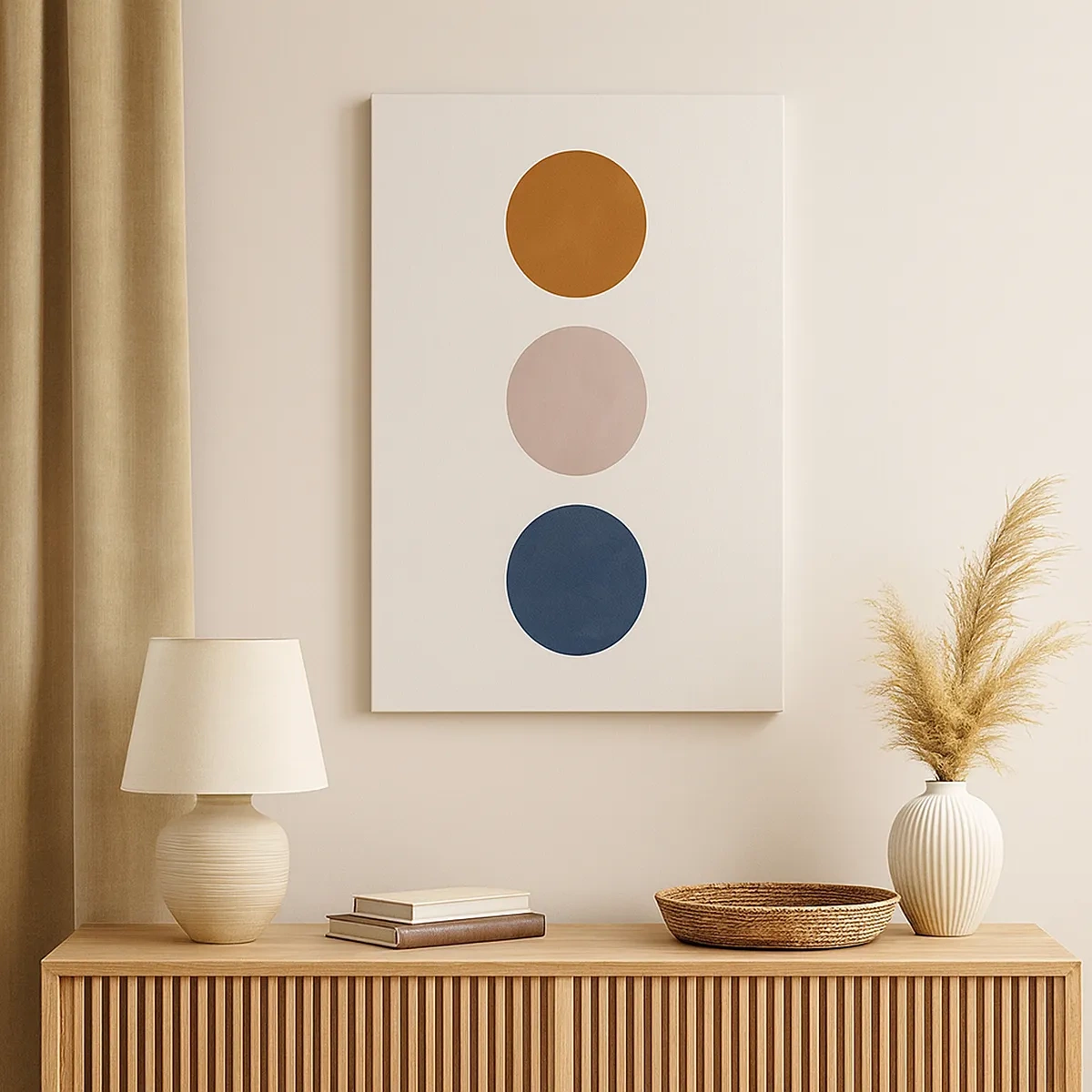 Bild auf Leinwand - Leinwandbild - Eine minimalistische Komposition mit drei farbigen Kreisen - 50x70cm - Ein Symbol für Exzellenz - Moderne Wanddekoration für Wohnzimmer und Schlafzimmer ARTTOR