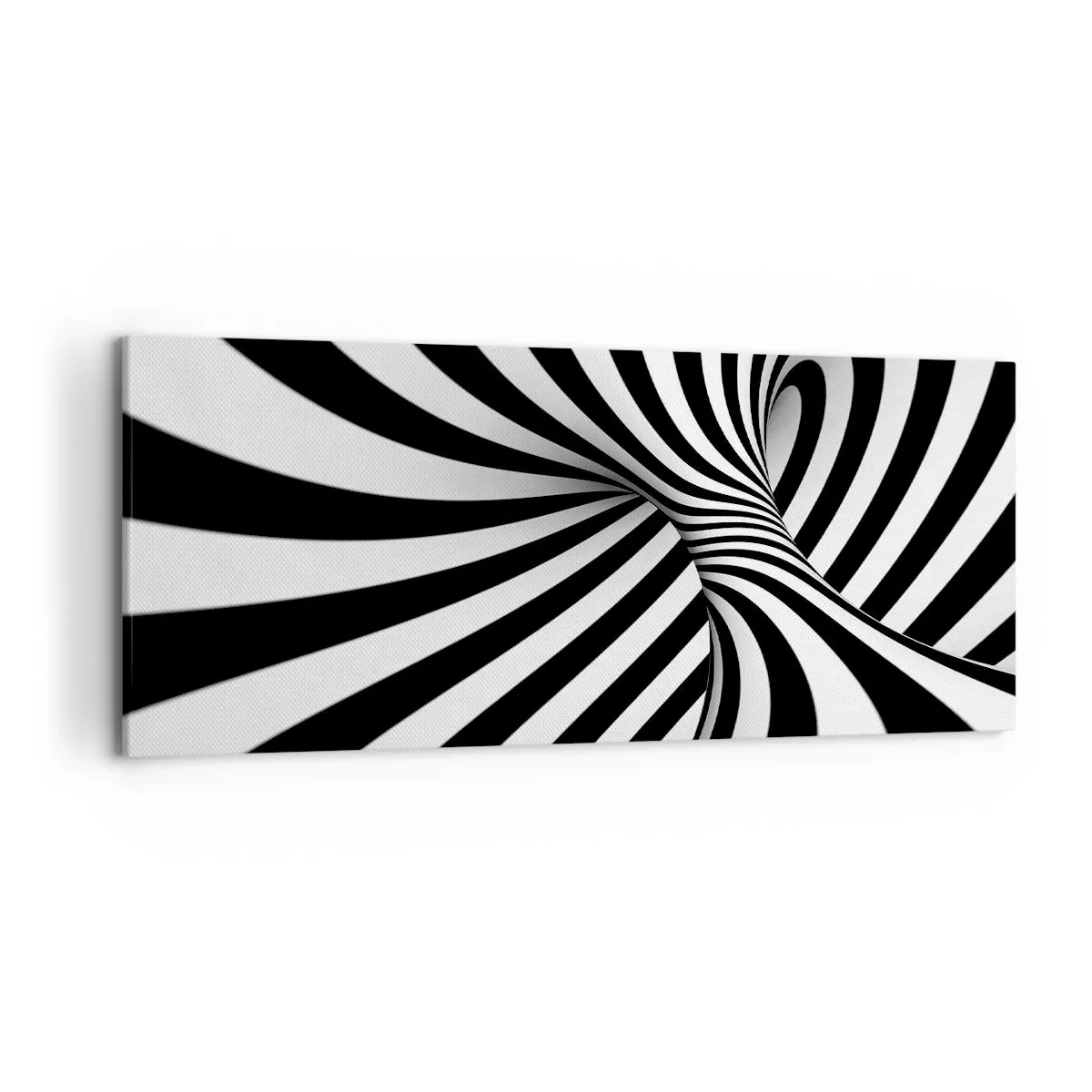 Bild auf Leinwand - Leinwandbild - Abstrakter Tunnel mit schwarz-weißen Spiralstreifen - 120x50cm - Komposition: Tanzraum - Moderne Wanddekoration für Wohnzimmer und Schlafzimmer ARTTOR