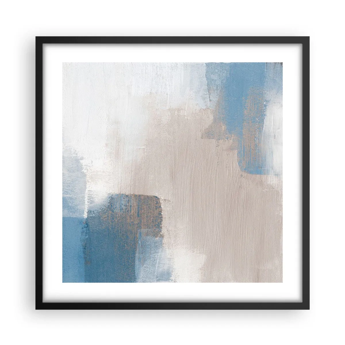 Poster in einem schwarzem Rahmen - Rosa Abstraktion hinter einem blauen Vorhang - 50x50 cm
