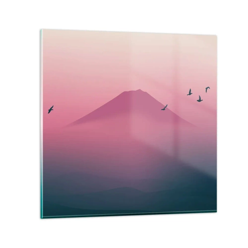 Glasbild - Bild auf glas - Wanderer über den Wolken - 50x50 cm