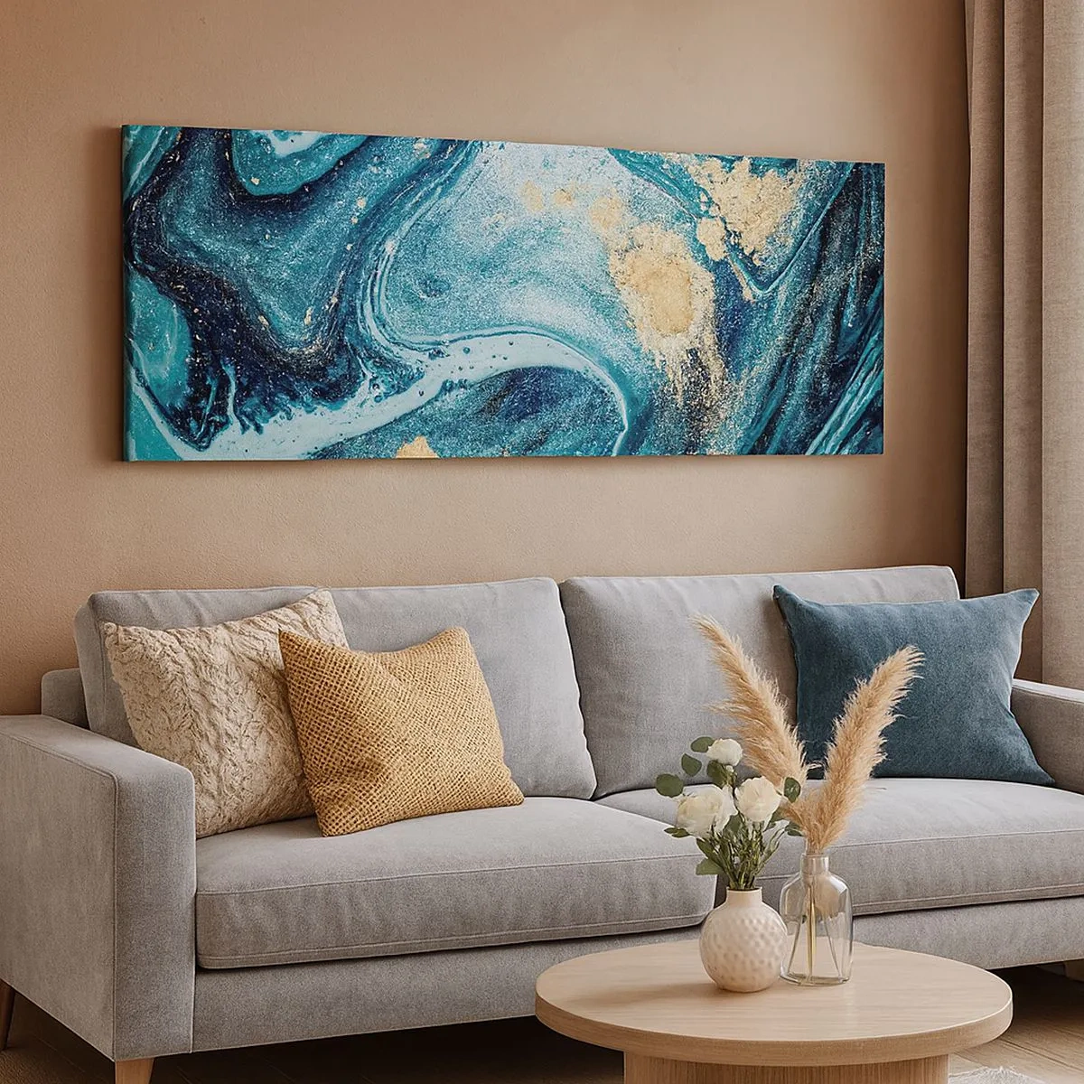 Bild auf Leinwand - Leinwandbild - Blauer Wirbel - 100x40 cm