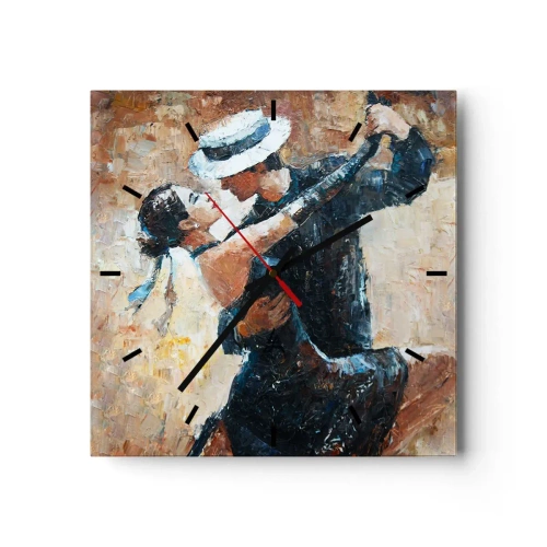 Wanduhr - Glasuhr - Ein Paar tanzt Tango in einem romantischen, eleganten Stil - 30x30cm - A la Rudolf Valentino - Moderne Wanddekoration für Wohnzimmer und Schlafzimmer ARTTOR
