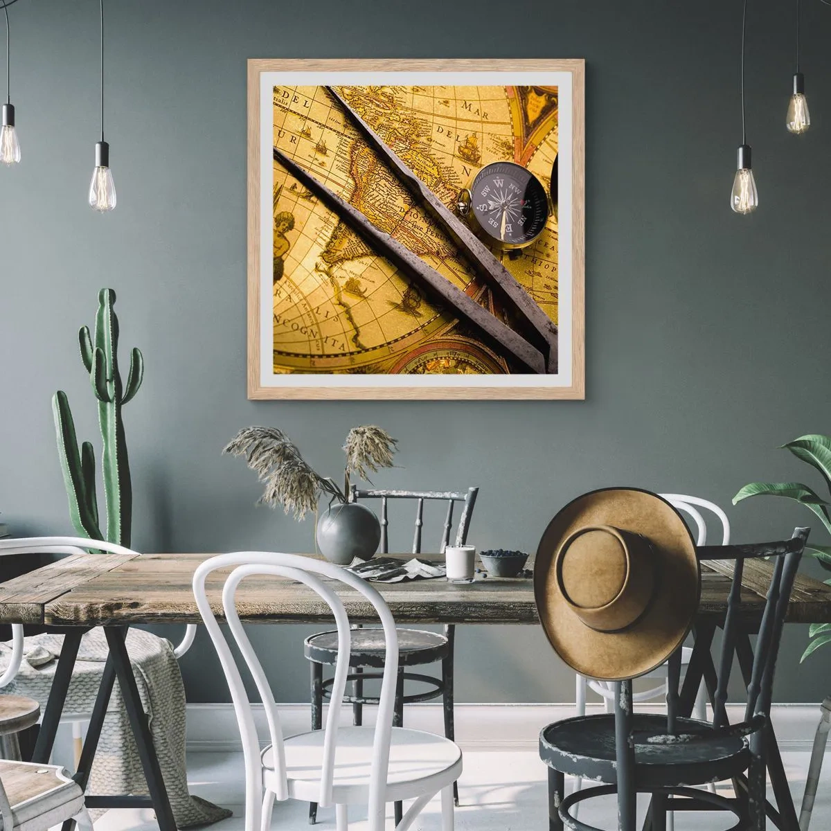 Poster in einem Rahmen aus heller Eiche - Wo sind diese Schätze? - 50x50 cm