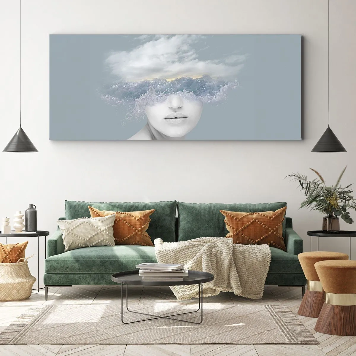 Bild auf Leinwand - Leinwandbild - Mit dem Kopf in den Wolken - 90x30 cm