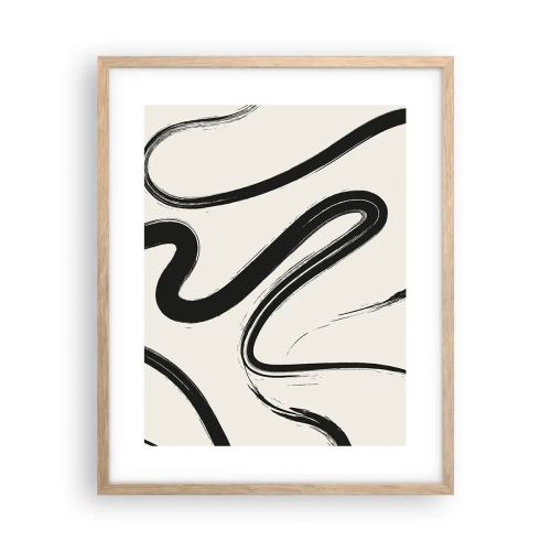 Poster in einem Rahmen aus heller Eiche - Schwarz-Weiß-Laune - 40x50 cm