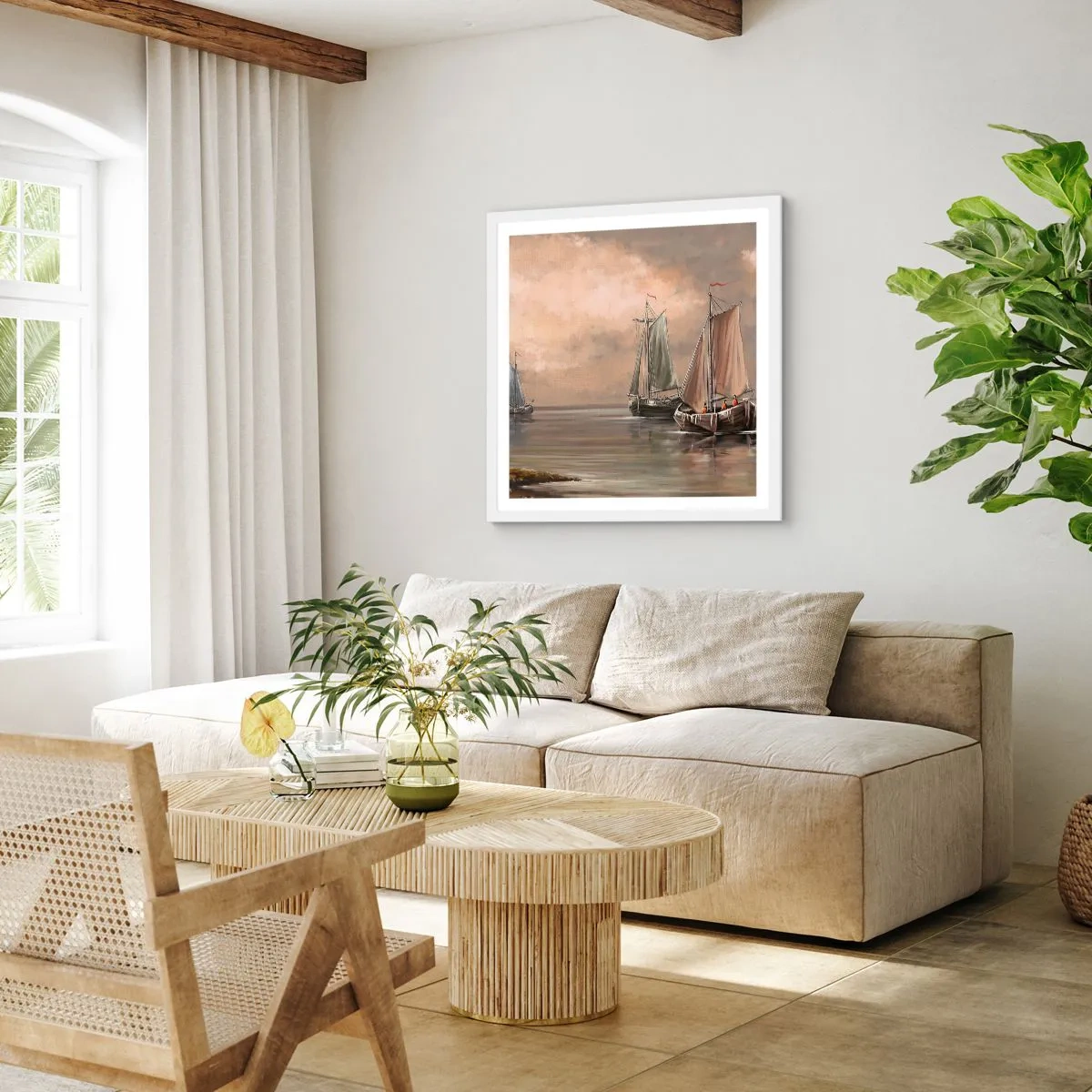 Poster in einem weißen Rahmen - Die Rückkehr der Matrosen - 40x40 cm