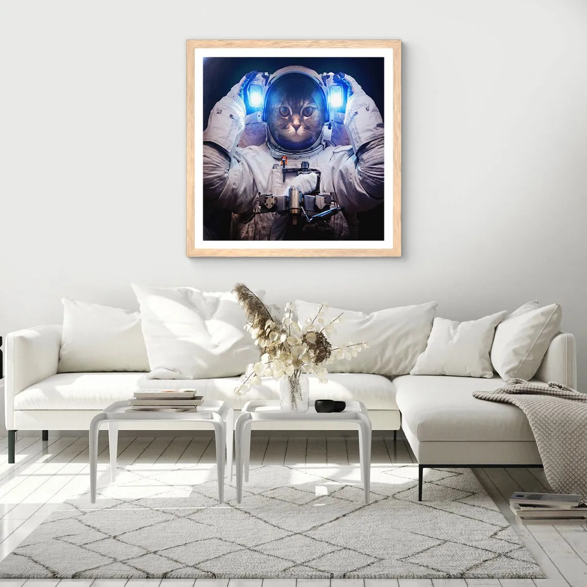 Poster in einem Rahmen aus heller Eiche - Houston, du hast ein Problem - 60x60 cm