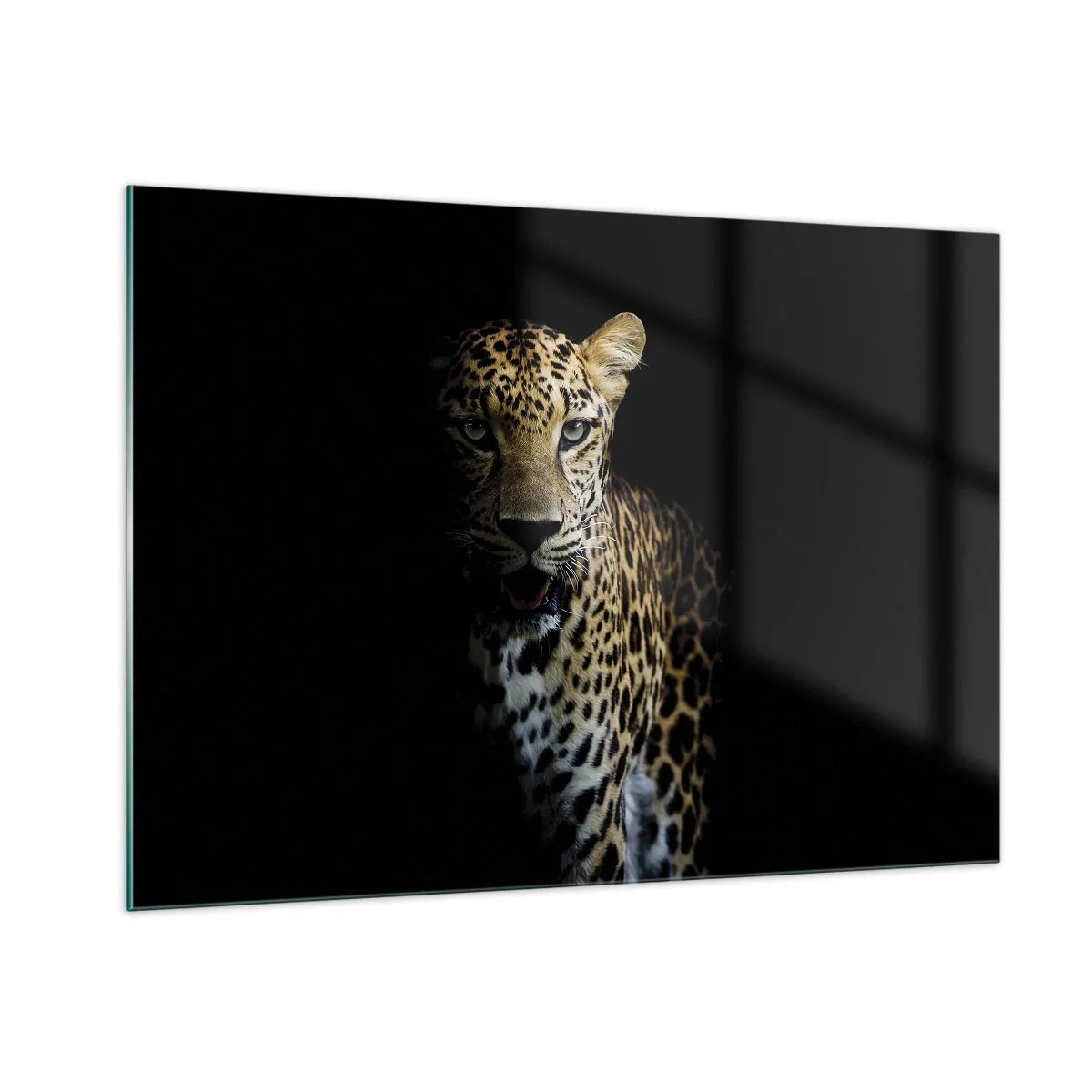 Glasbild - Bild auf glas - Löwe im Schatten - 100x70cm - Dunkle Schönheit - Moderne Wanddekoration für Wohnzimmer und Schlafzimmer ARTTOR