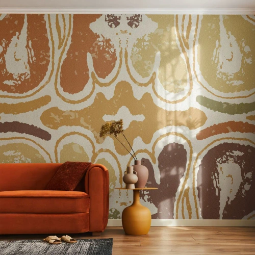 Fototapete Standard Eco - Symmetrisches Muster in warmen Erdtönen - 100x70cm - Sentimentale Abstraktion - Moderne Wanddekoration für Wohnzimmer und Schlafzimmer ARTTOR