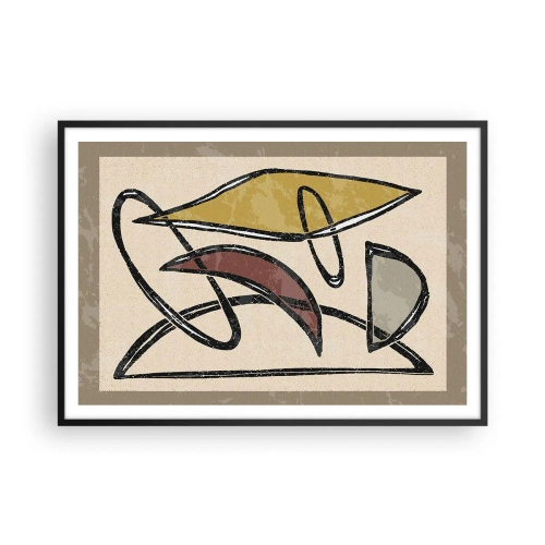 Poster in einem schwarzem Rahmen - Abstraktion mit geometrischen Formen und gedämpften Farben - 100x70cm - Vertikale und Horizontale - Moderne Wanddekoration für Wohnzimmer und Schlafzimmer ARTTOR