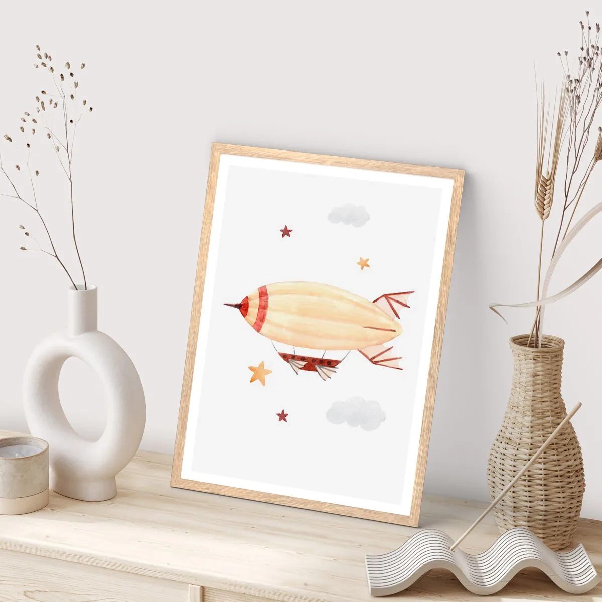 Poster in einem Rahmen aus heller Eiche - Luftschiff - 30x40 cm