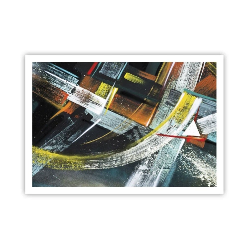 Poster - Bunte abstrakte Pinselstriche - 100x70cm - Energie der Bewegung - Moderne Wanddekoration für Wohnzimmer und Schlafzimmer ARTTOR