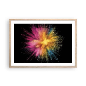 Poster in einem Rahmen aus heller Eiche - Die Geburt der Farben - 70x50 cm