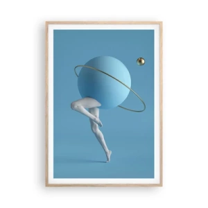 Poster in einem Rahmen aus heller Eiche - Und die Planeten spielen verrückt - 70x100 cm