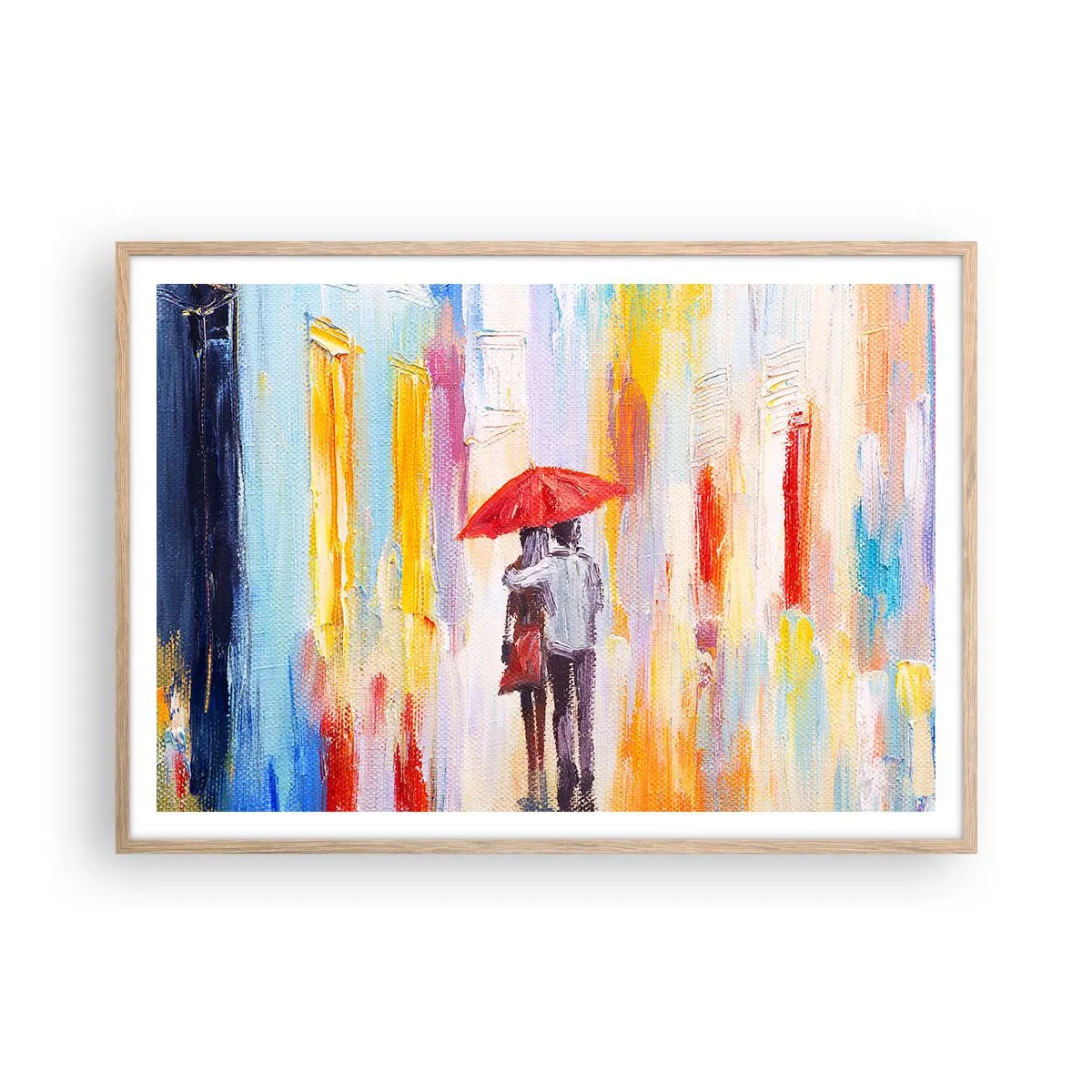 Poster in einem Rahmen aus heller Eiche - Lass es weiter regnen - 100x70 cm