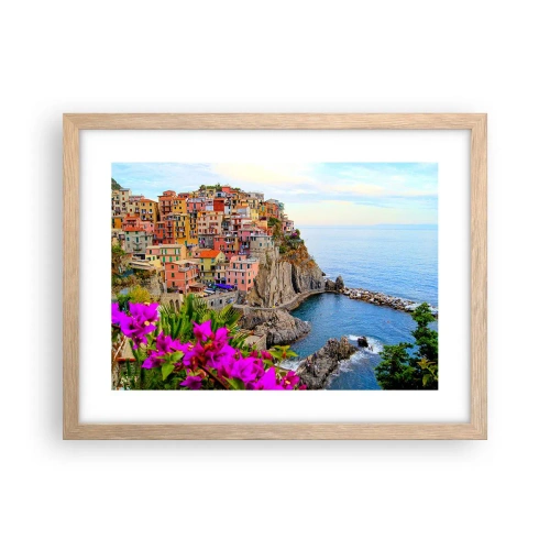 Poster in einem Rahmen aus heller Eiche - Lachende Stadt - 40x30 cm