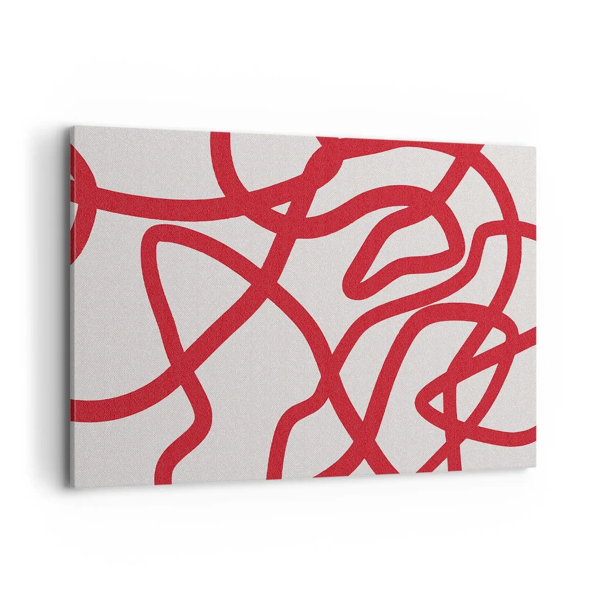 Bild auf Leinwand - Leinwandbild - Rote abstrakte Linien auf weißem Hintergrund - 120x80cm - Rot auf Weiß - Moderne Wanddekoration für Wohnzimmer und Schlafzimmer ARTTOR