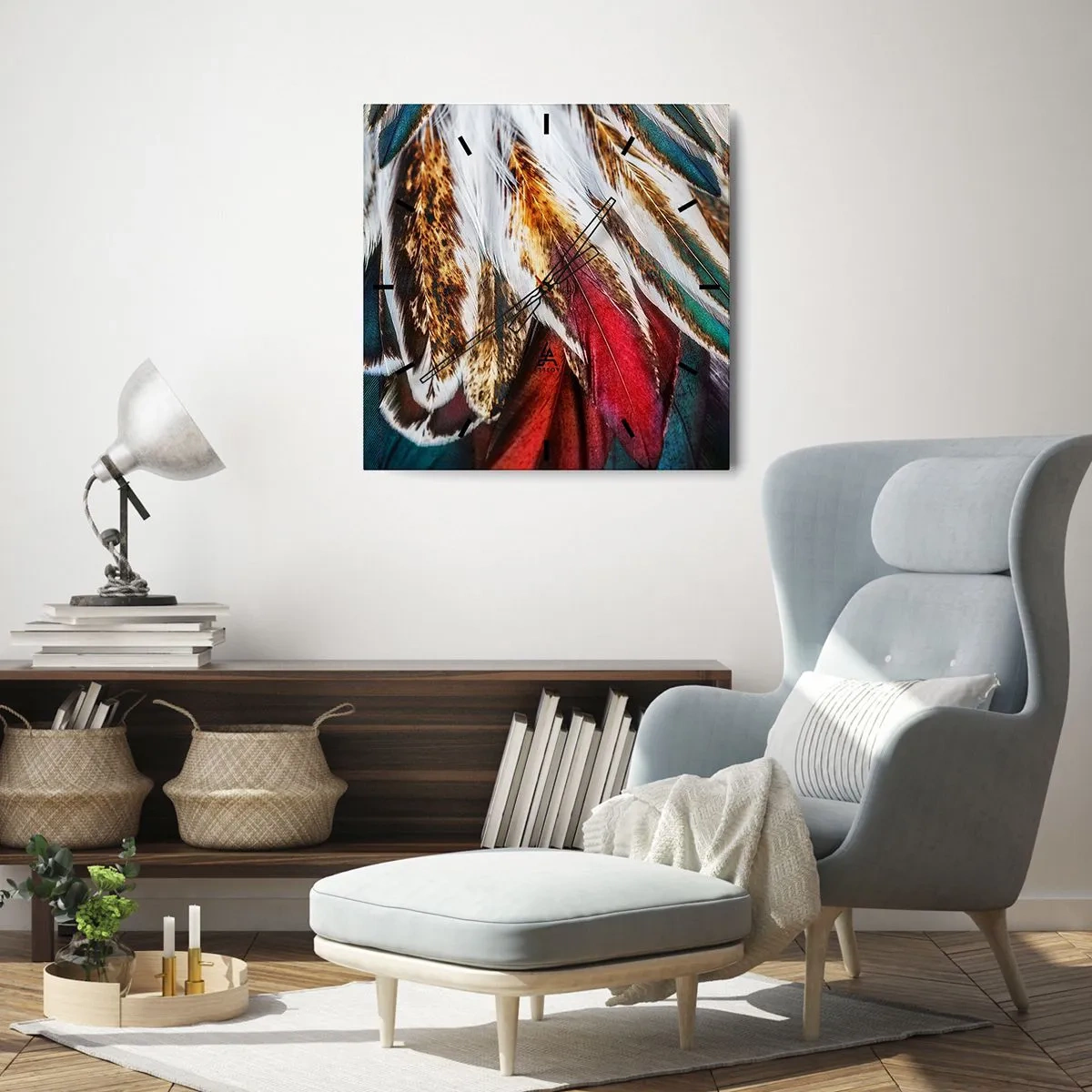 Wanduhr - Glasuhr - Geheimnisse des Fliegens - 40x40 cm