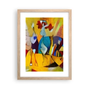 Poster in einem Rahmen aus heller Eiche - Sonne - Leben - Freude - 30x40 cm