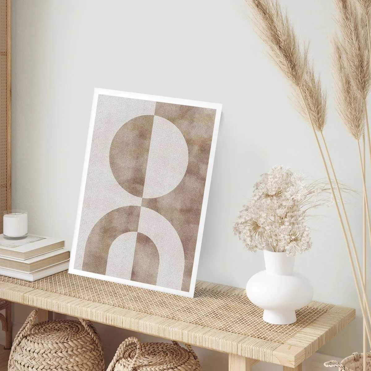 Poster - Geometrische Abstraktion in warmen Beigetönen - 50x70cm - Ähnlichkeiten und Unterschiede - Moderne Wanddekoration für Wohnzimmer und Schlafzimmer ARTTOR