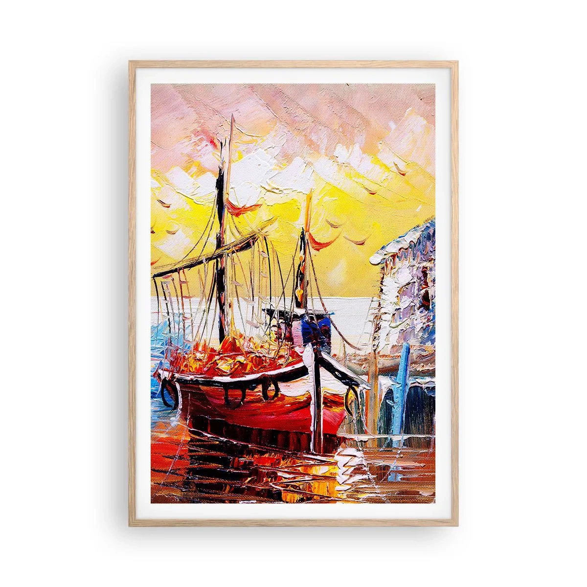 Poster in einem Rahmen aus heller Eiche - Glückliche Rückkehr - 70x100 cm