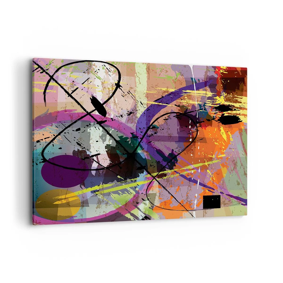 Bild auf Leinwand - Leinwandbild - Ein farbenfrohes abstraktes Muster mit dynamischen Linien und Formen. - 100x70cm - Du kannst geradeaus oder umhergehen - Moderne Wanddekoration für Wohnzimmer und Schlafzimmer ARTTOR