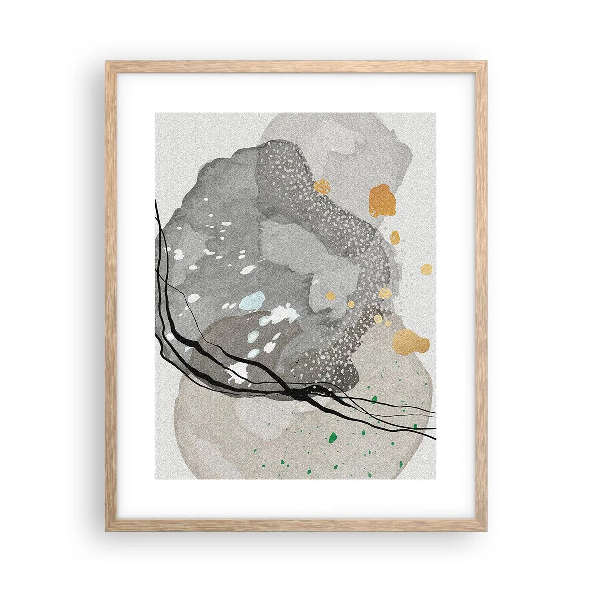 Poster in einem Rahmen aus heller Eiche - Organische Komposition - 40x50 cm