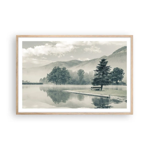 Poster in einem Rahmen aus heller Eiche - Der See schläft noch - 91x61 cm
