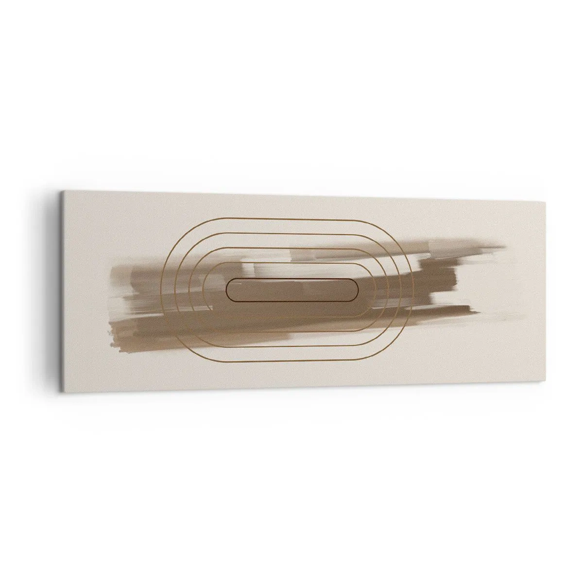 Bild auf Leinwand - Leinwandbild - Eine minimalistische Komposition in Beige- und Grautönen mit geometrischem Muster - 140x50cm - Ein Hauch von Grau - Moderne Wanddekoration für Wohnzimmer und Schlafzimmer ARTTOR