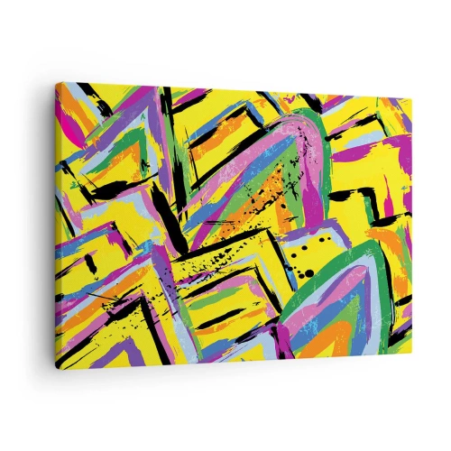 Bild auf Leinwand - Leinwandbild - Lebendige Abstraktion in leuchtenden Farben und dynamischen Formen - 70x50cm - Bis sie vor Freude schreit - Moderne Wanddekoration für Wohnzimmer und Schlafzimmer ARTTOR