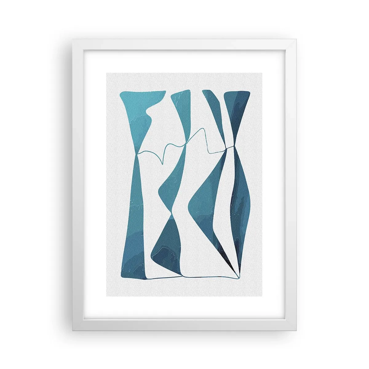 Poster in einem weißen Rahmen - Abstraktion: türkisfarbene Verbindung - 30x40 cm