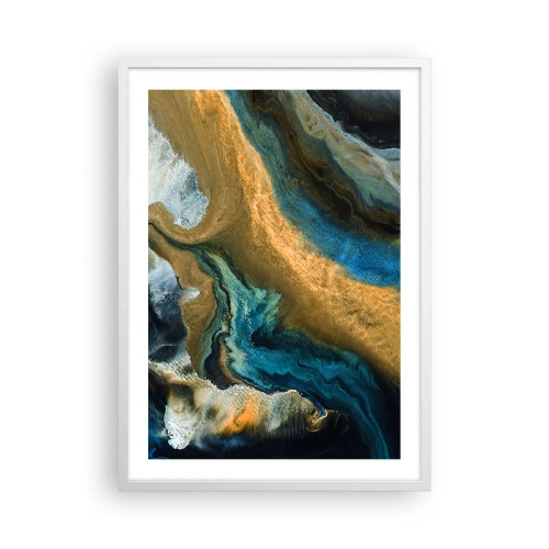 Poster in einem weißen Rahmen - Blau - Gelb - gegenseitige Beeinflussung - 50x70 cm