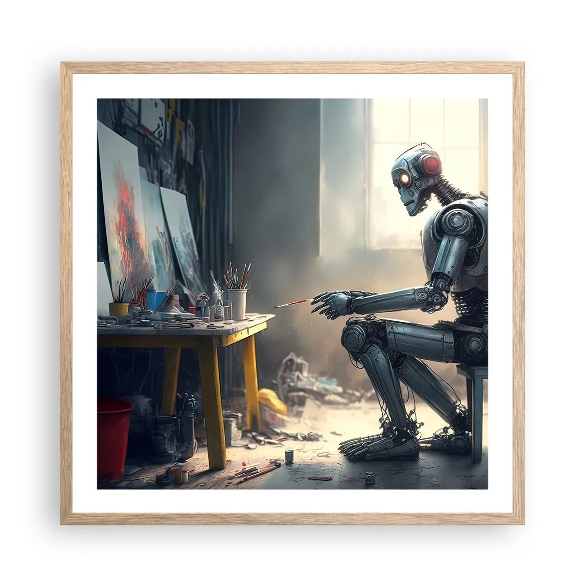 Poster in einem Rahmen aus heller Eiche - Schöpfungsakt - 60x60 cm