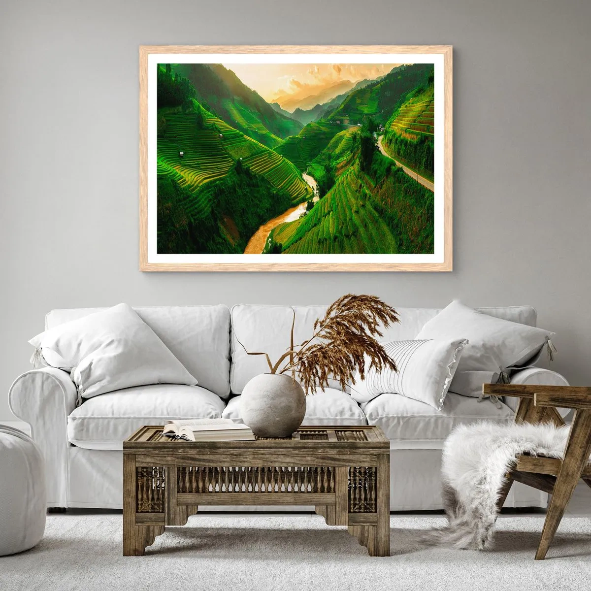Poster in einem Rahmen aus heller Eiche - Vietnamesisches Tal - 50x40 cm