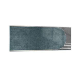Glasbild - Bild auf glas - Geometrische Abstraktion in Grau- und Grüntönen - 140x50cm - Komposition auf der Ebene - Moderne Wanddekoration für Wohnzimmer und Schlafzimmer ARTTOR